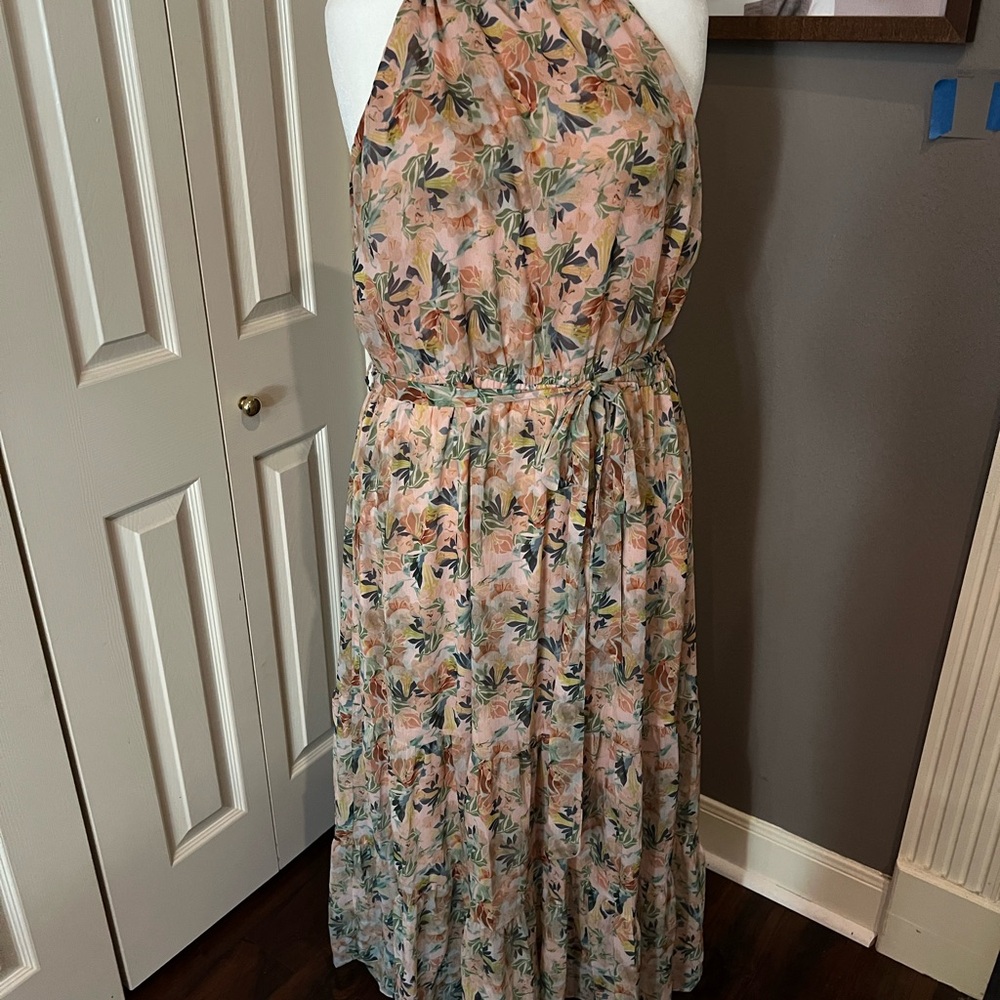 City Chic Floral Print Halter Maxi Dress